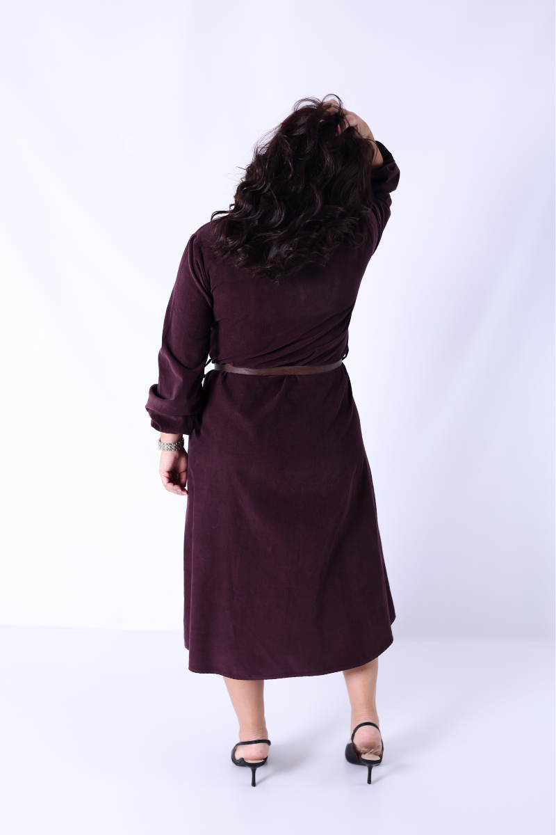 Vestido Camiseiro Borgonha - RUGA