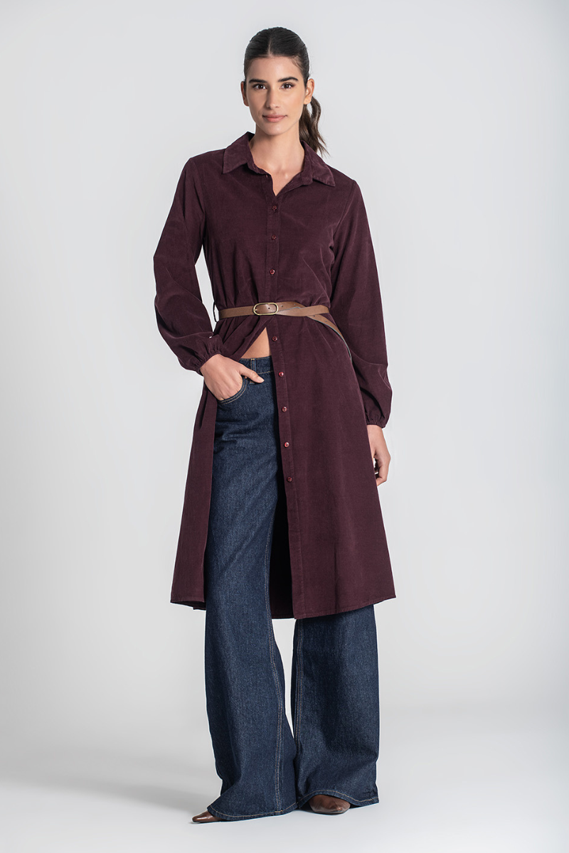 Vestido Camisero Burdeos - RUGA