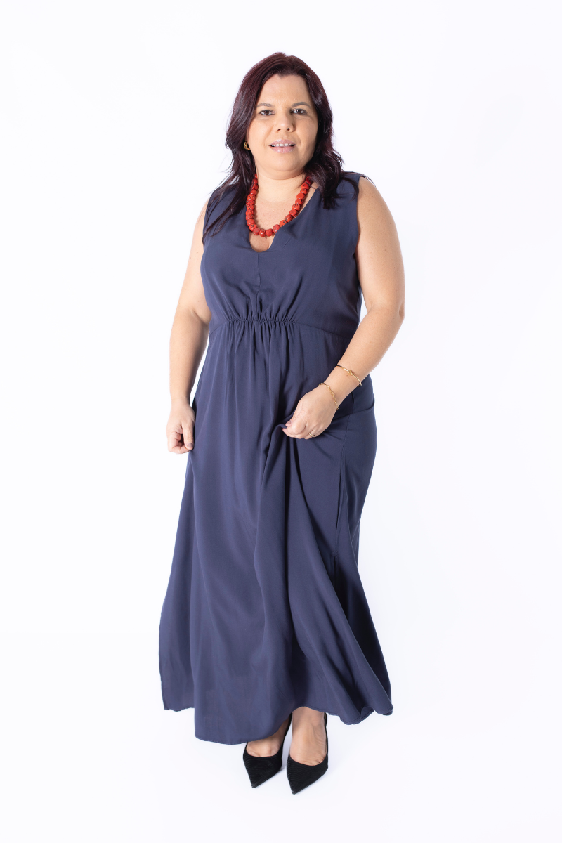 Vestido Topo Canalé con Contraste - RUGA