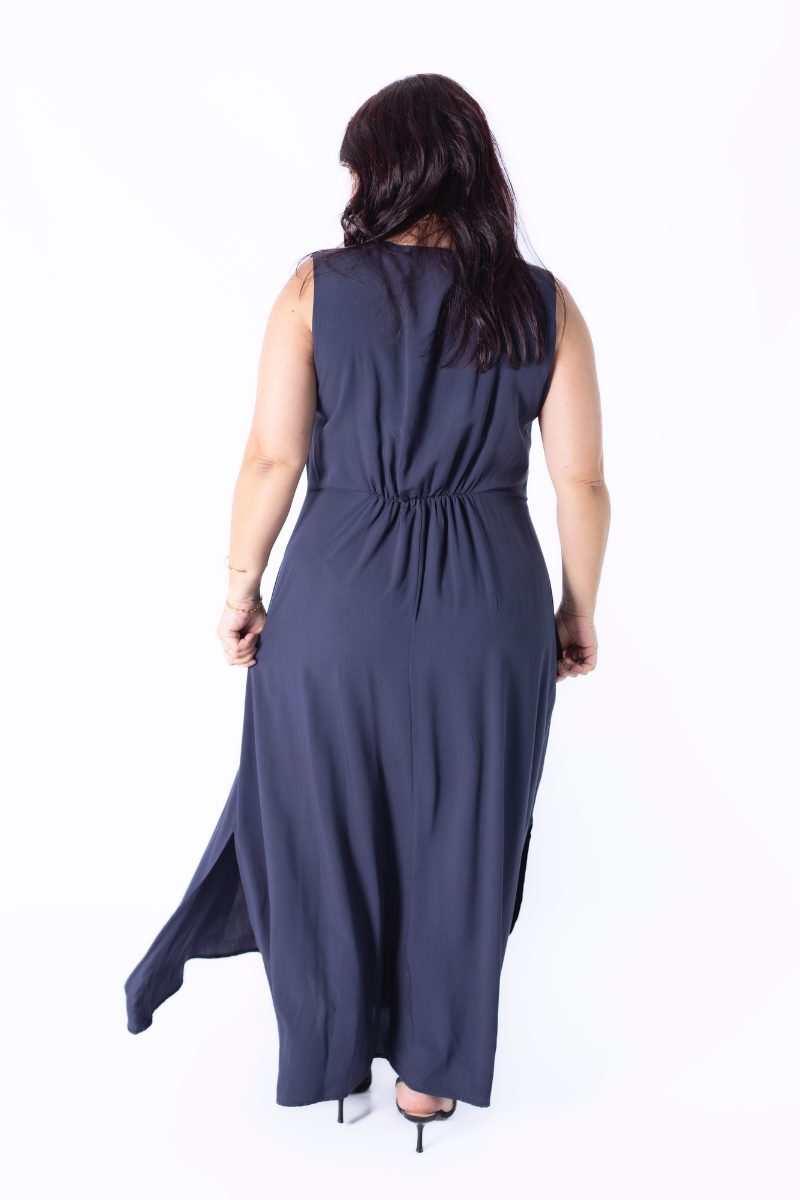 Vestido Topo Canalé con Contraste - RUGA