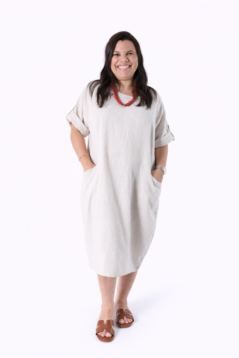 Vestido Linho Amplo Cru