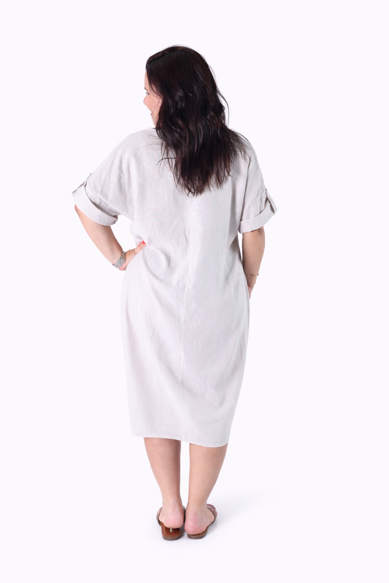 Vestido Linho Amplo Cru