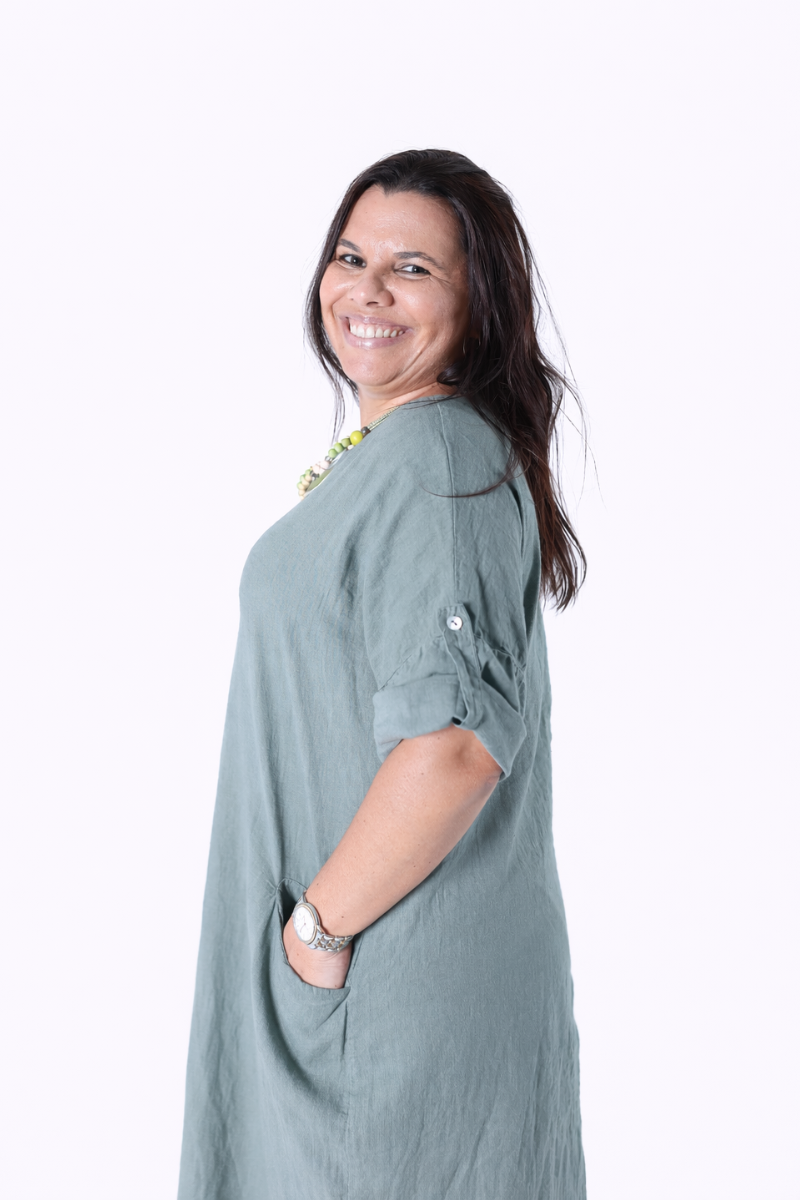 Vestido Linho Amplo Verde