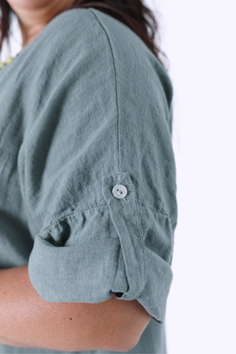 Vestido Linho Amplo Verde