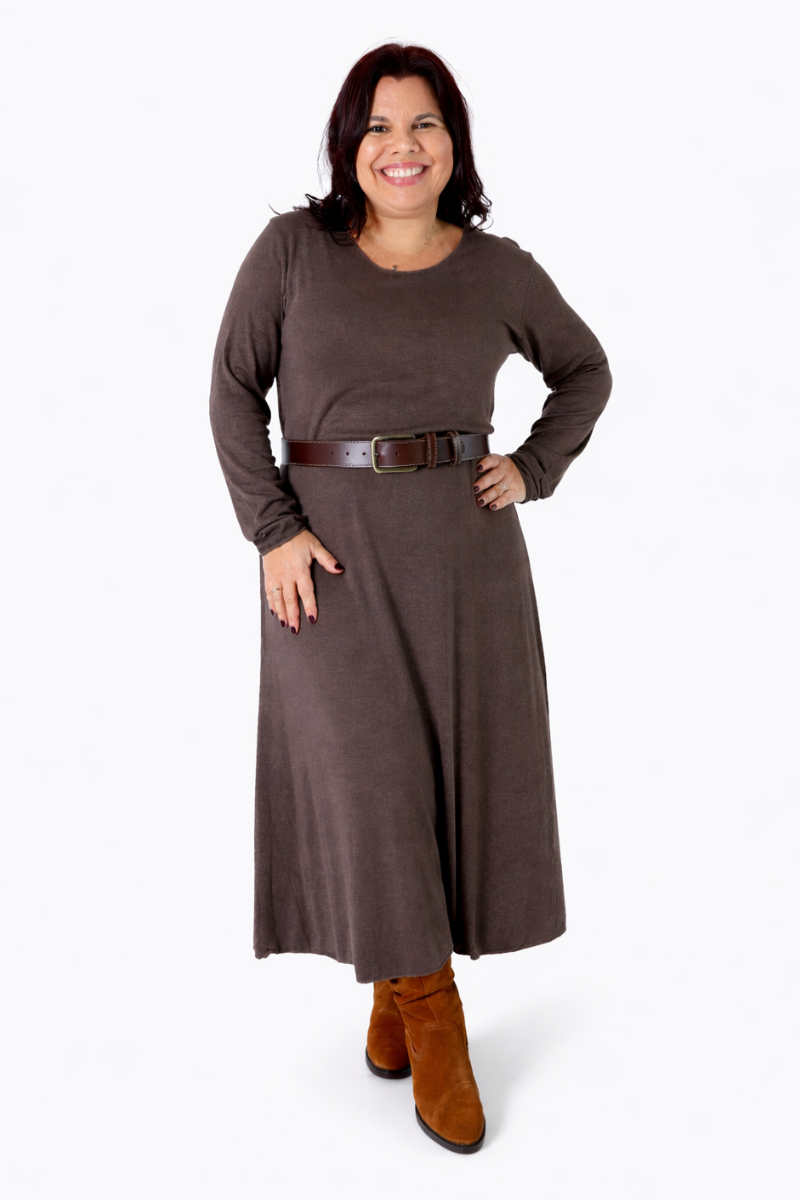 Vestido Malha Sina Castanho
