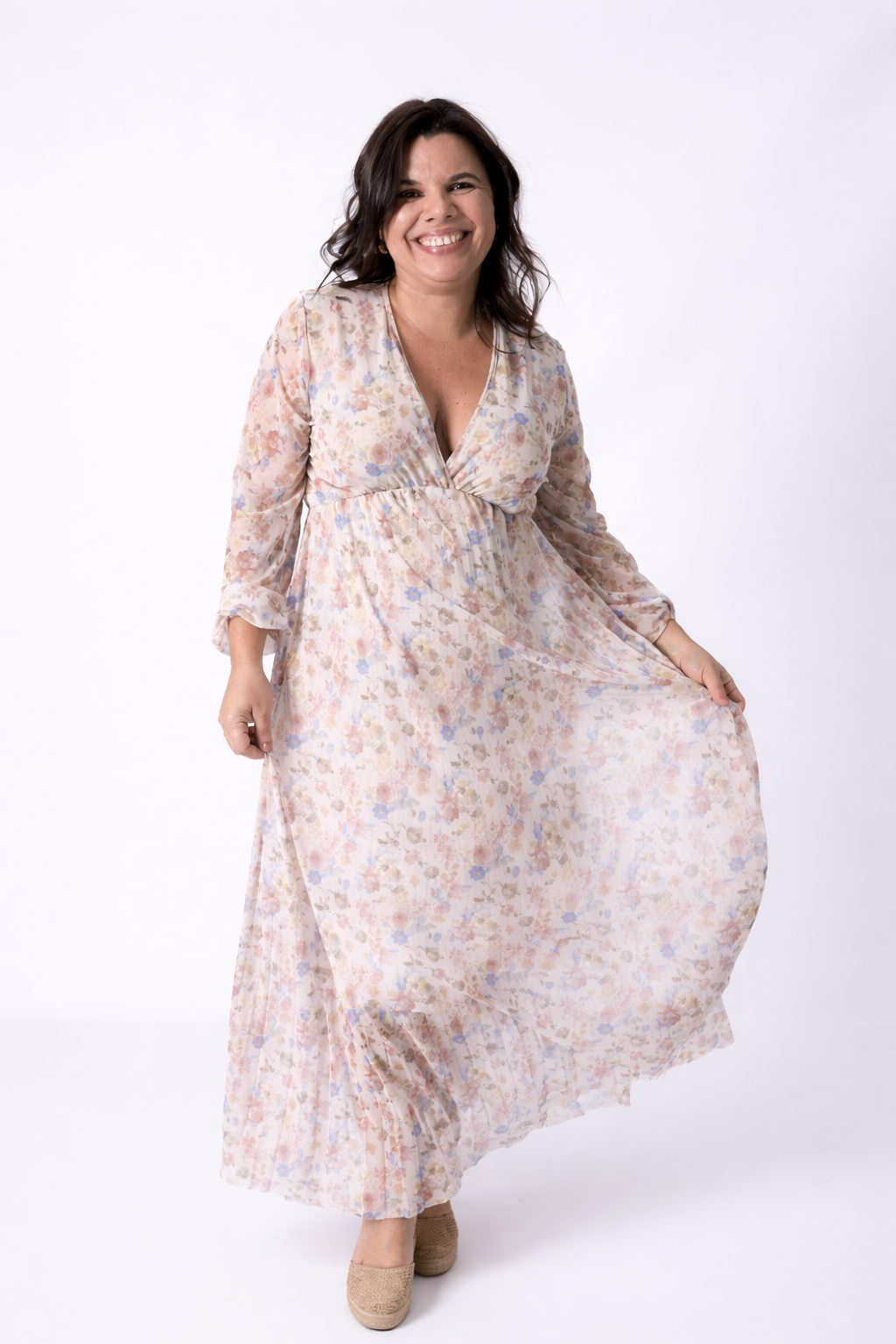 Vestido Plisado Floral