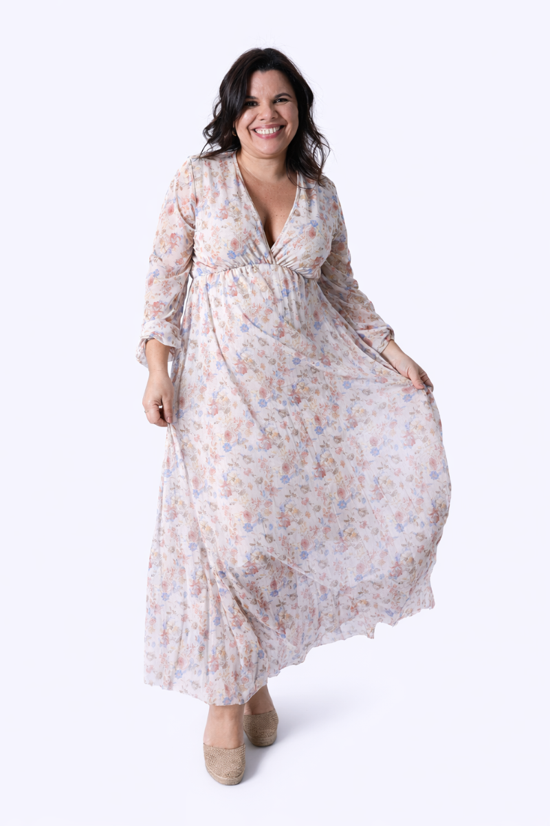 Vestido Plissado Floral