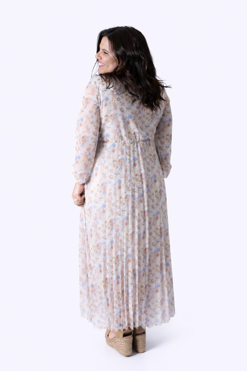 Vestido Plissado Floral