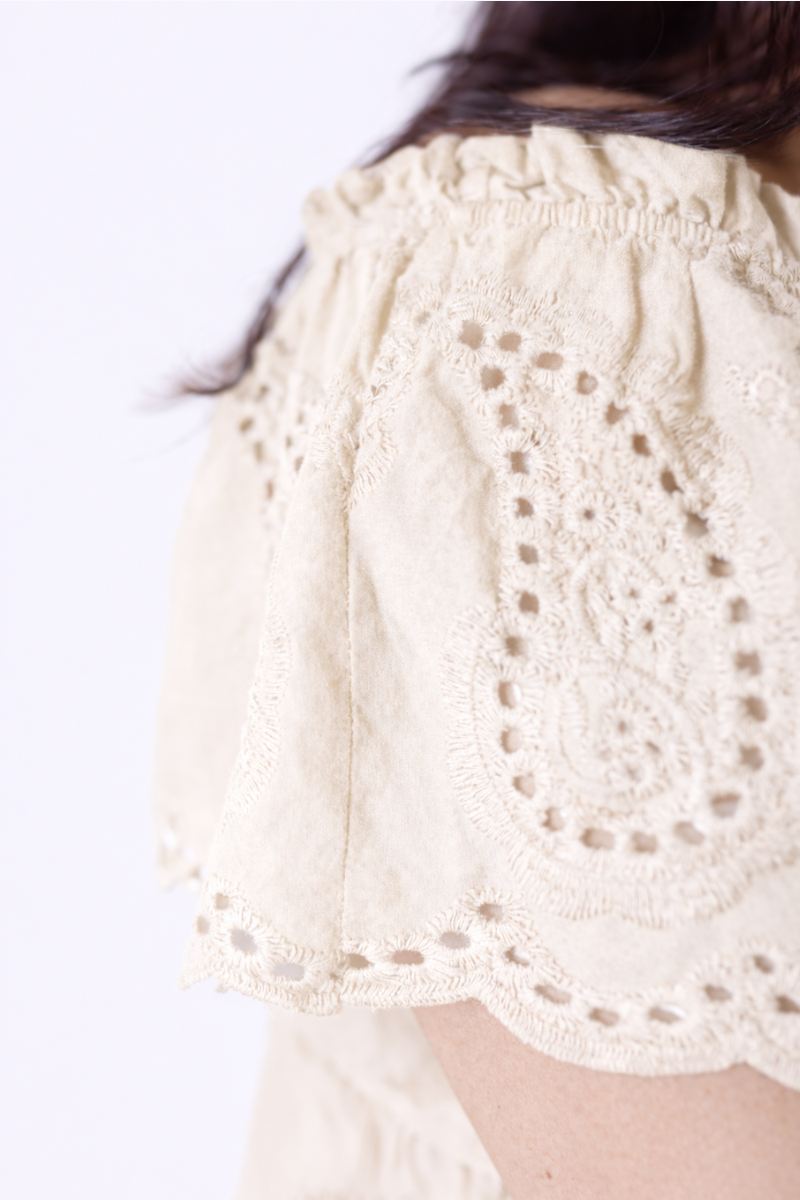 Vestido Rüga Bordado Inglês Crú