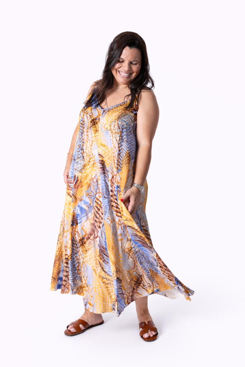Vestido Rüga alças finas com padrão floral