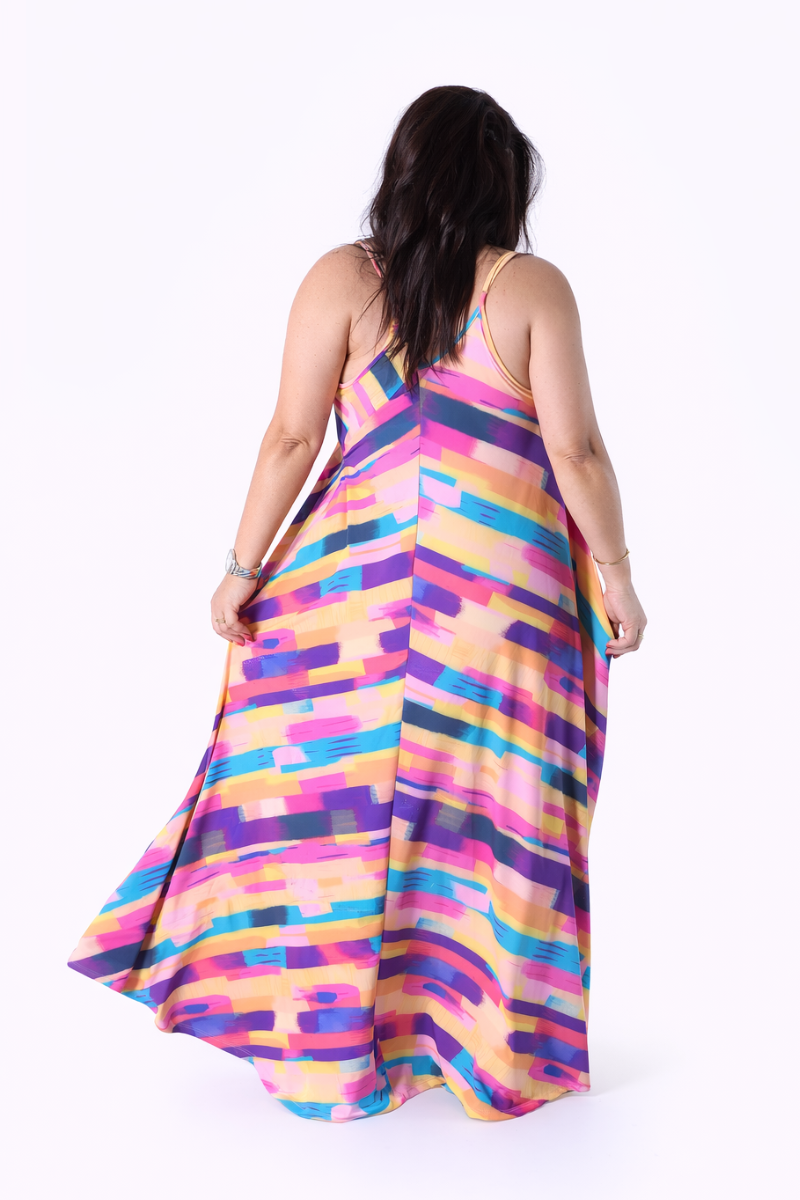 Vestido alças finas com padrão geométrico - RUGA