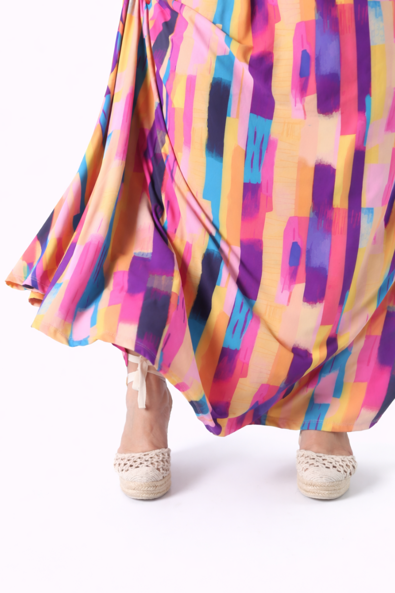 Vestido Rüga alças finas com padrão geométrico
