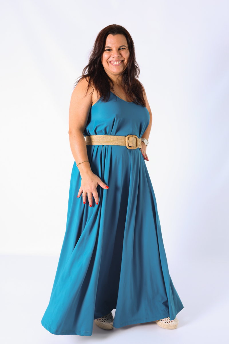 Vestido com alças ajustáveis Petróleo - RUGA