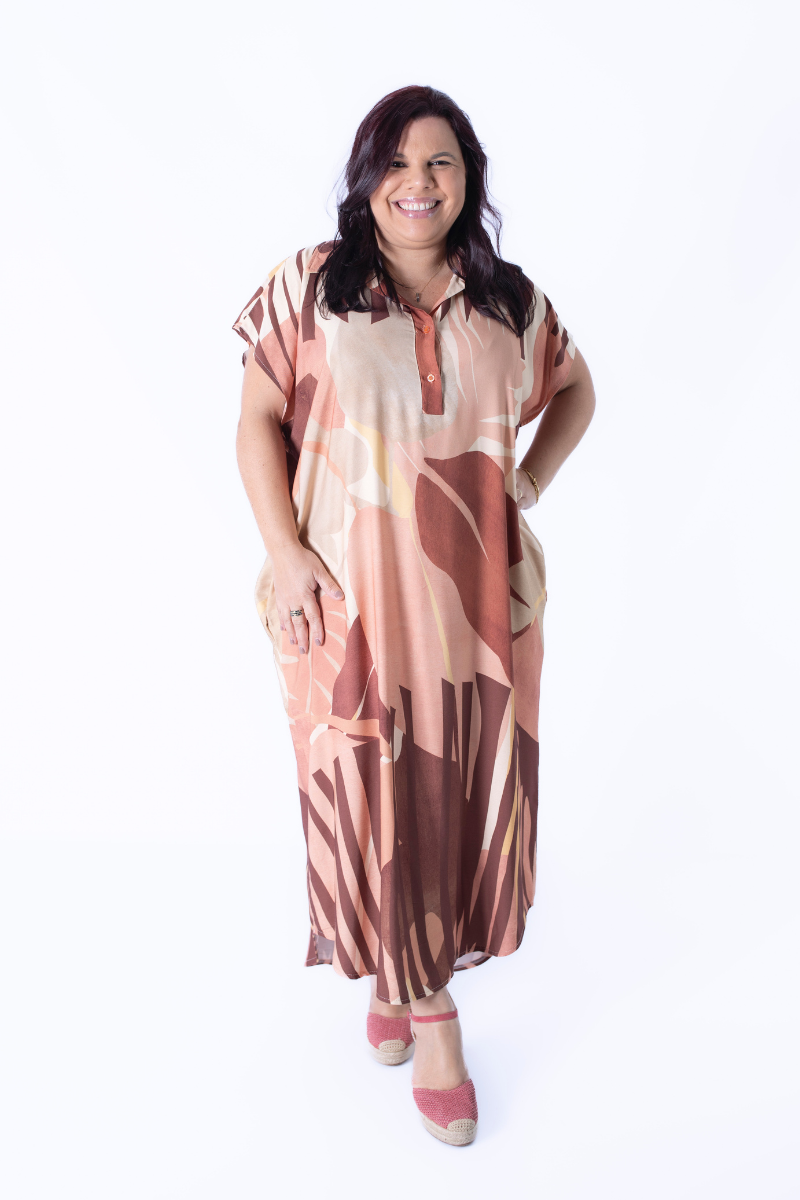 Vestido Topo Canalé con Contraste - RUGA