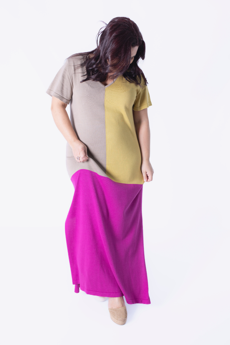 Vestido Rüga Tricolor Rosa