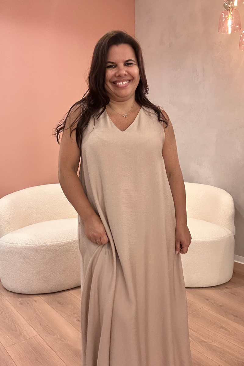 Vestido Topo Canalé con Contraste - RUGA