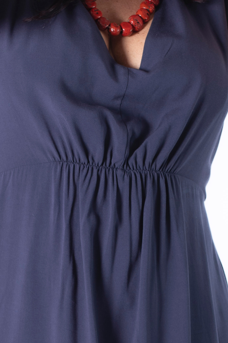 Vestido Topo Canalé con Contraste - RUGA