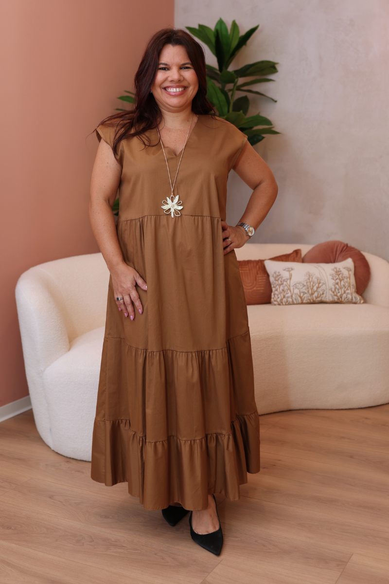 Vestido Topo Canalé con Contraste - RUGA
