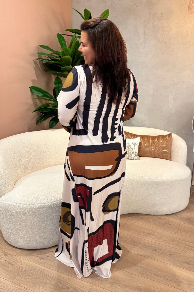 Vestido Tropical Brasil Lycra Oliva Abstrato