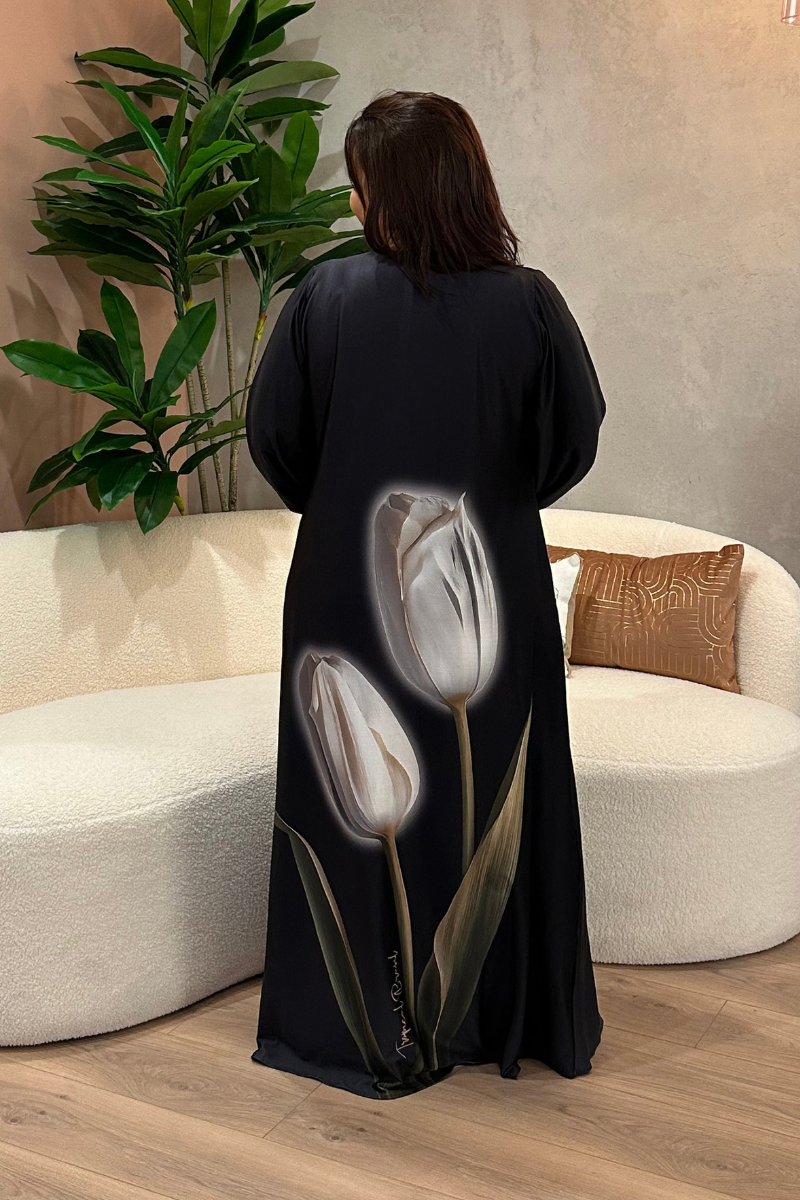 Vestido Tropical Brasil Premium Tulipa Preto