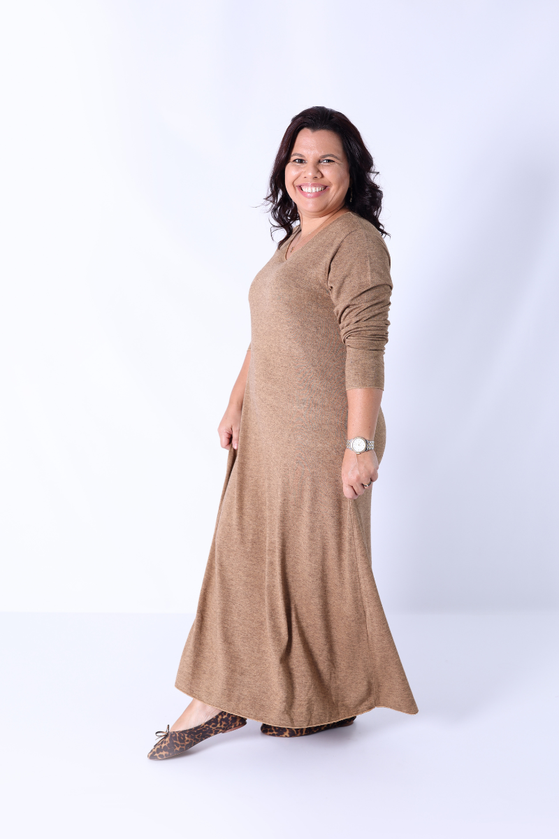 Vestido Malha Sina Camel