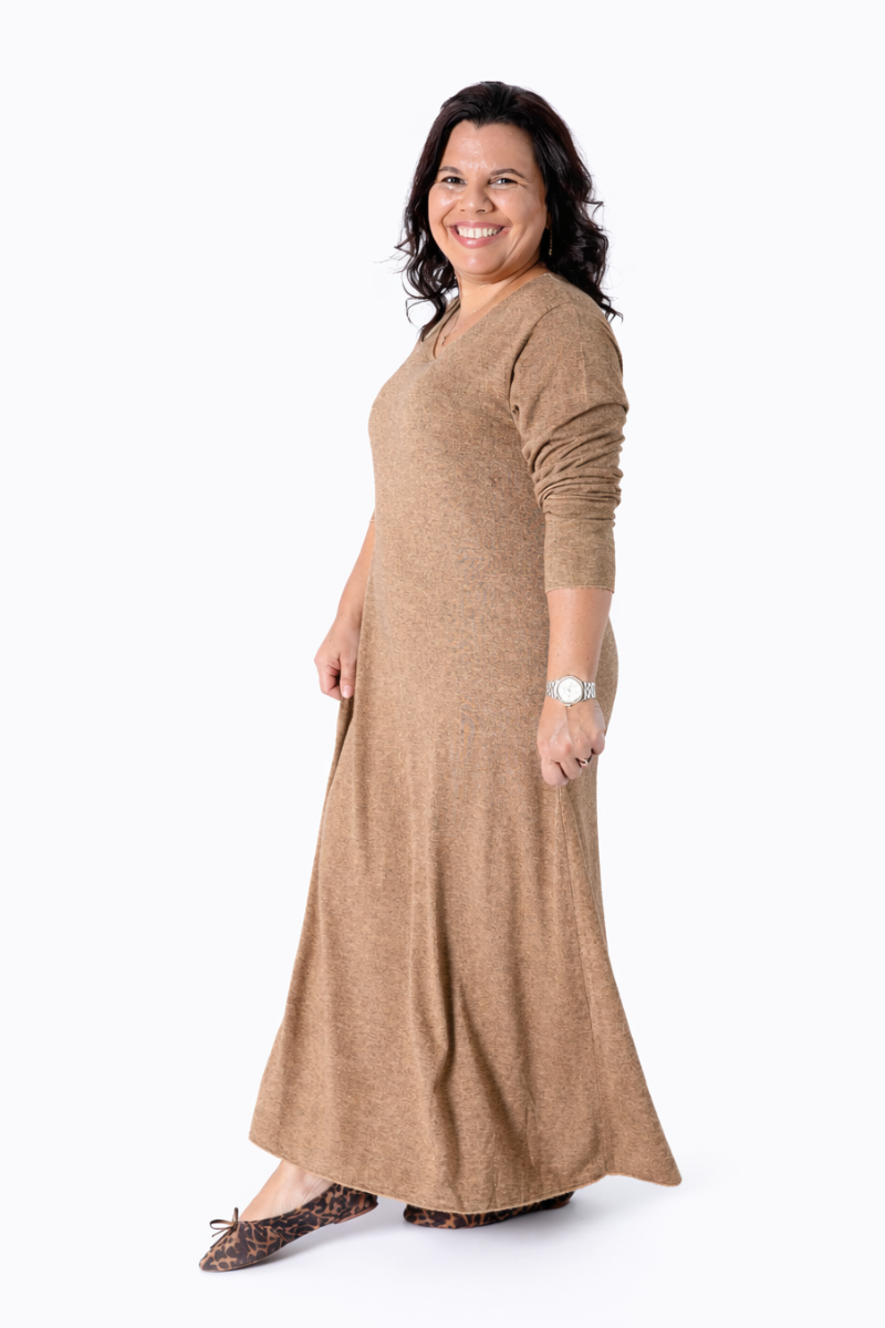 Vestido Malha Sina Camel