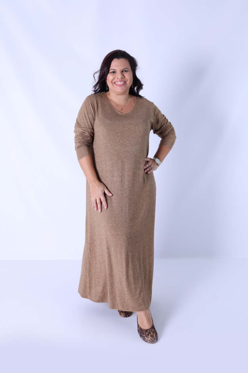 Vestido Malha Sina Camel